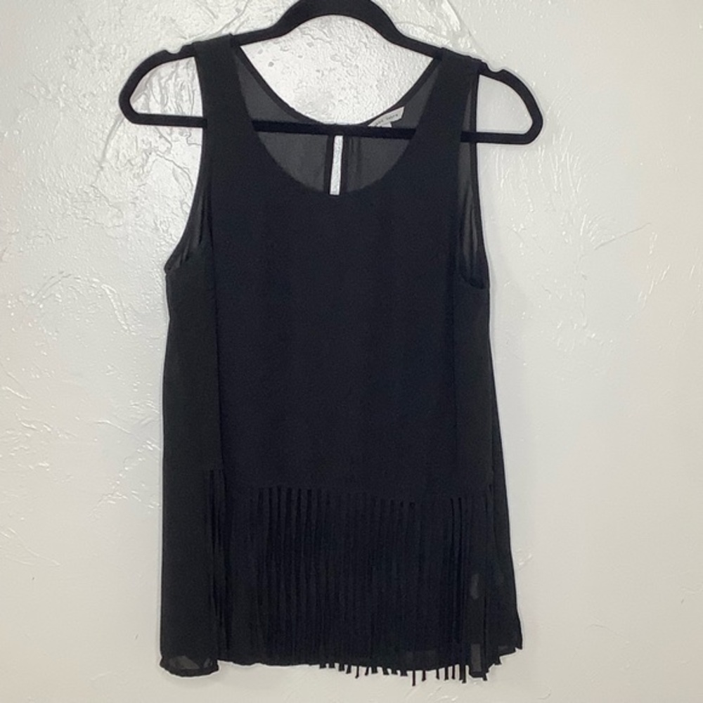 Naked zebra sheer black fringes camisole top size large EUC